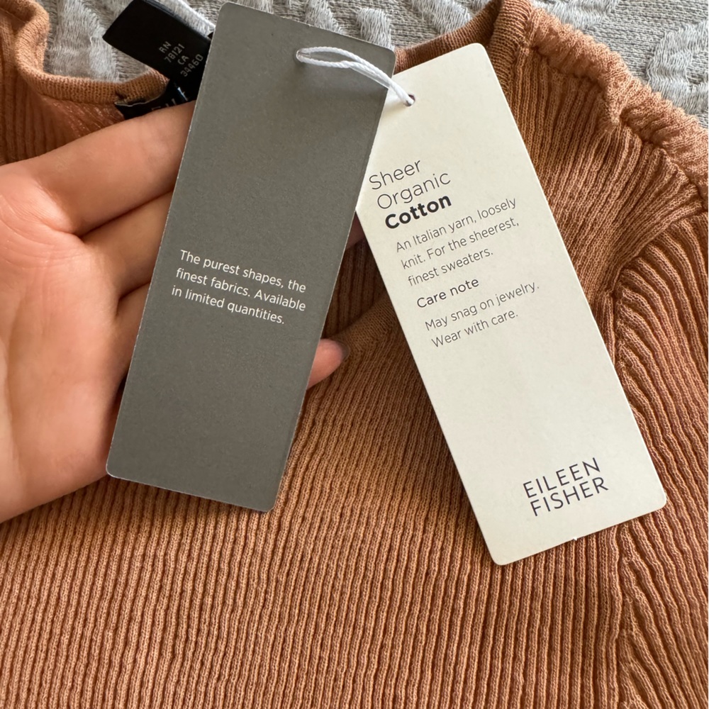 EILEEN FISHER Limited Edition Sheer Organic Cotton Slim Top - Amber - Picture 6 of 6